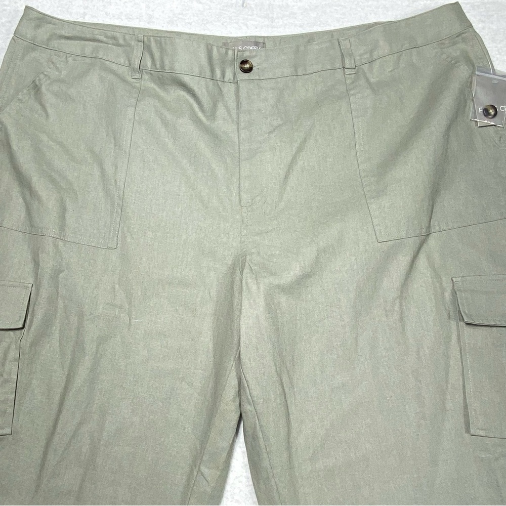 Falls Creek Cargo Pants Women Plus 24 Sage Gray Crop Stretch Casual Workwear NWT - Picture 3 of 16